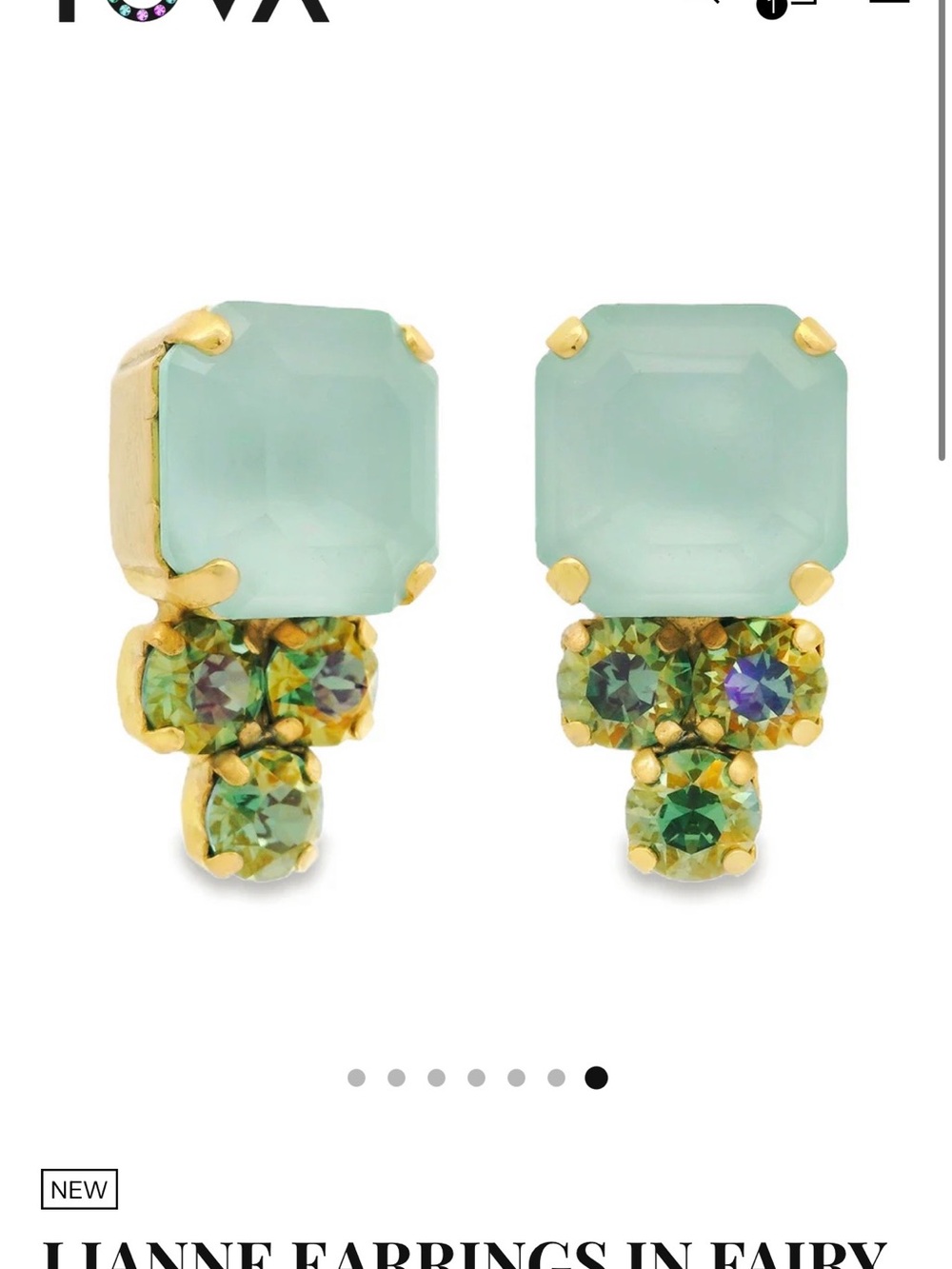 TOVA Lianne Gold-Tone Earrings with Mint and Green Crystals